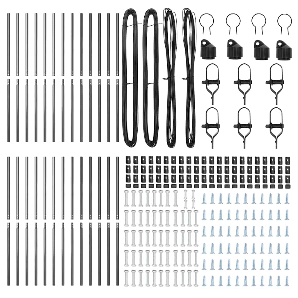 Fence posts 26 pcs Grey 3.2 x 3.2 x 200 cm Steel