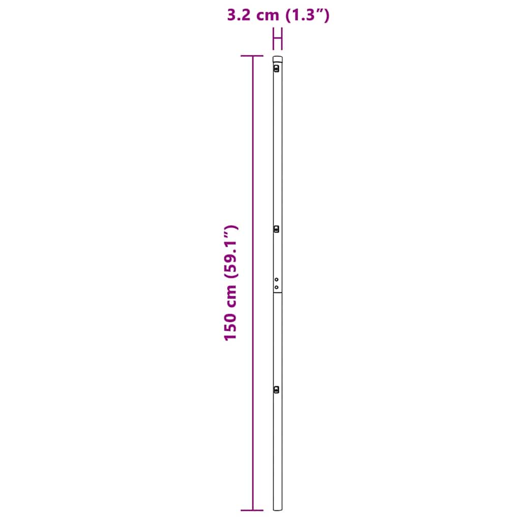 Žoga stabs 26 gab Sudrabs 3.2 x 3.2 x 150 cm Tērauds