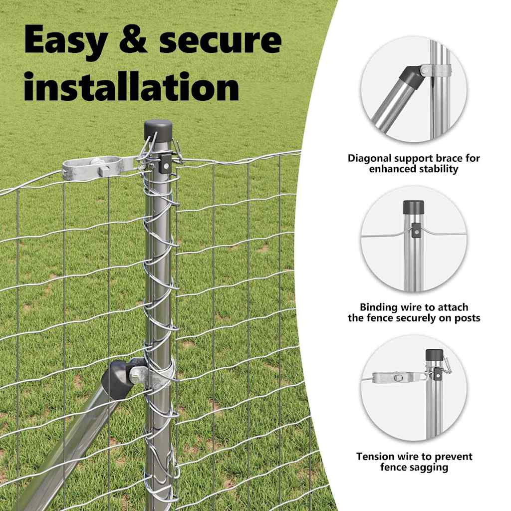 Fence Post 52 pcs Silver 3.2 x 3.2 x 170 cm Steel