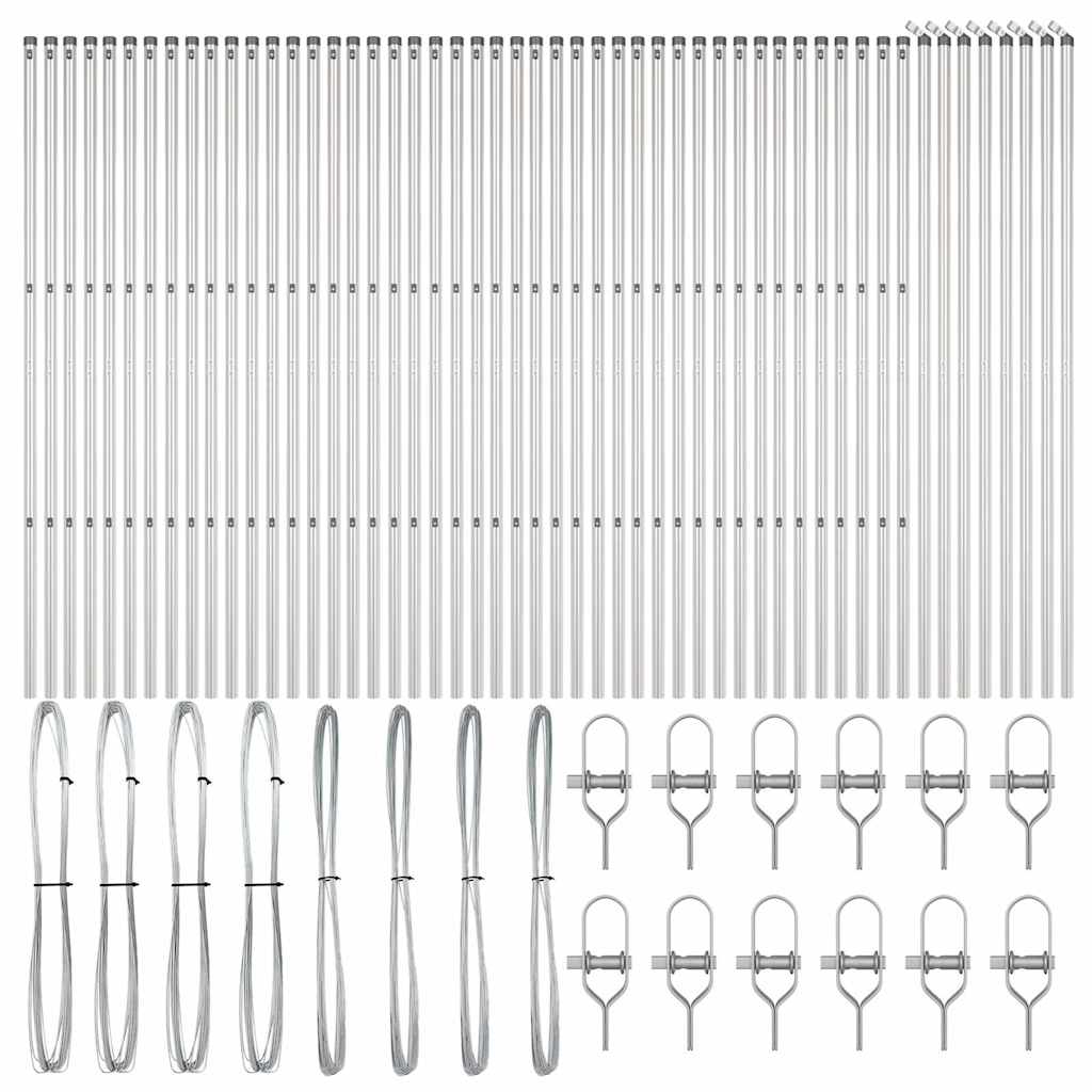 Fence Post 52 pcs Silver 3.2 x 3.2 x 190 cm Steel
