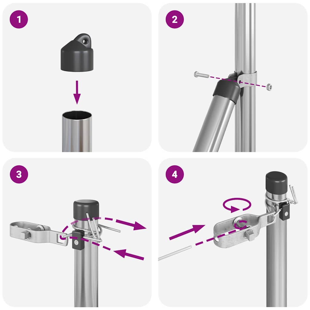 Fence Post 52 pcs Silver 3.2 x 3.2 x 190 cm Steel