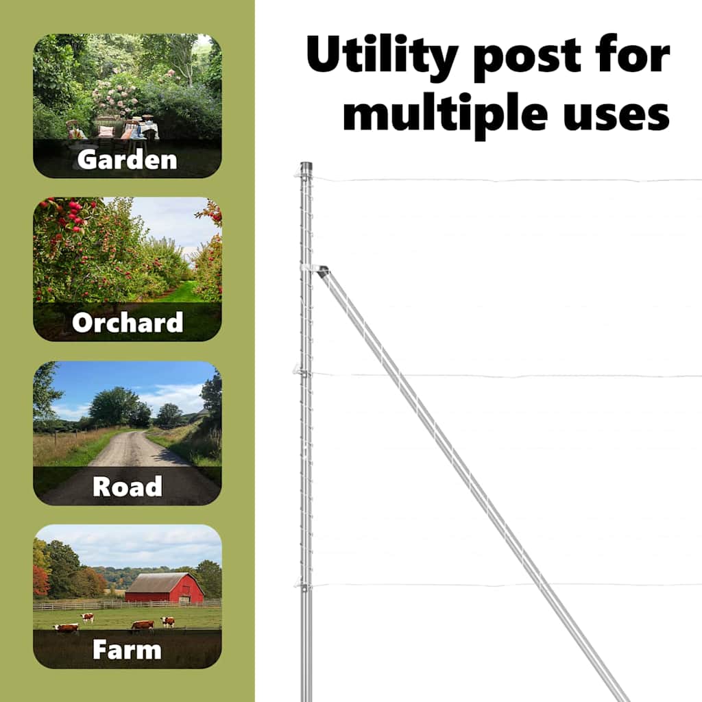 Fence Post 52 pcs Silver 3.2 x 3.2 x 210 cm Steel