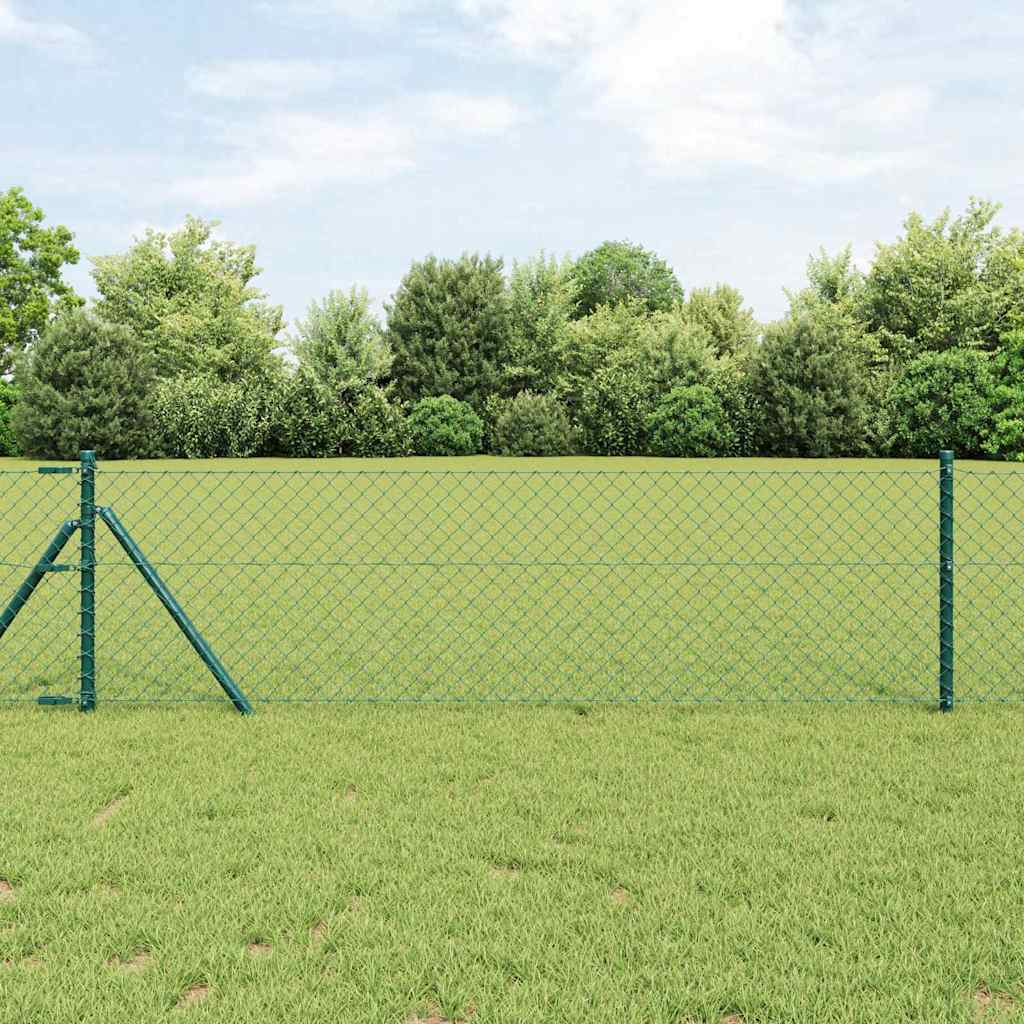 Chain link fence with posts Green 0.6 x 25 m Steel