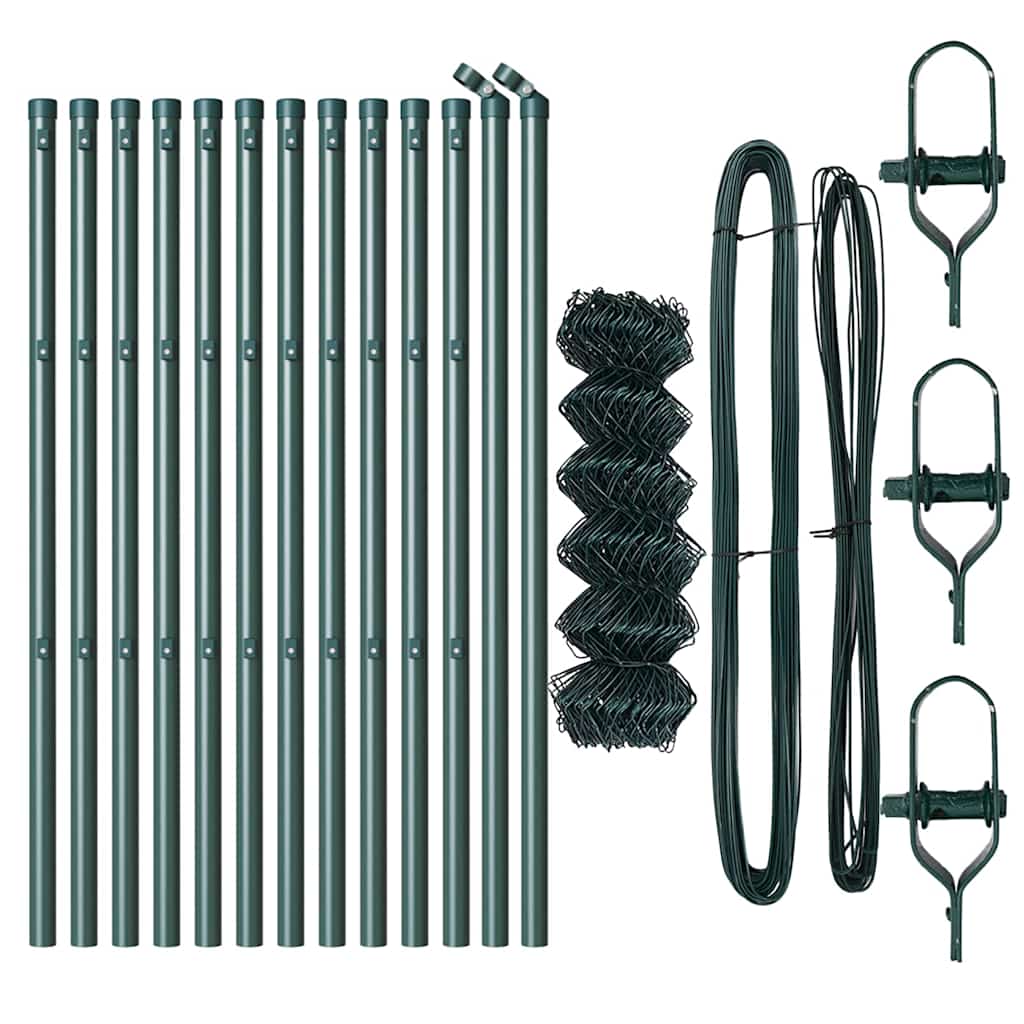 Chain link fence with posts Green 0.6 x 25 m Steel