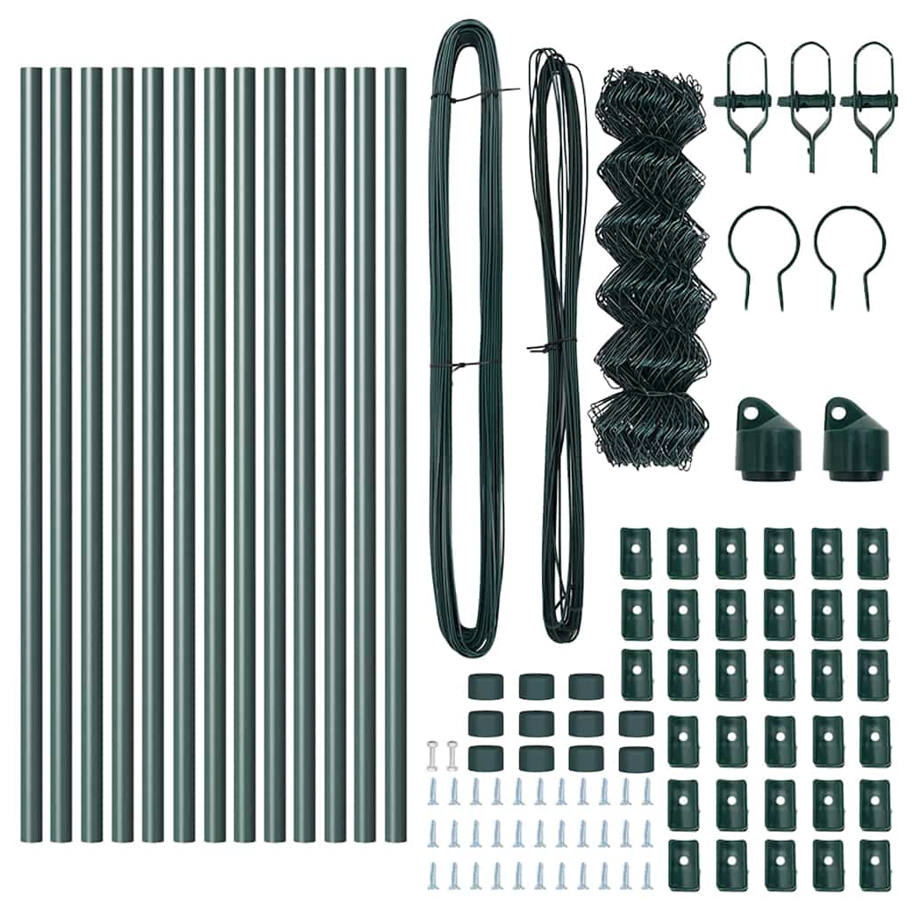 Chain link fence with posts Green 0.4 x 25 m Steel