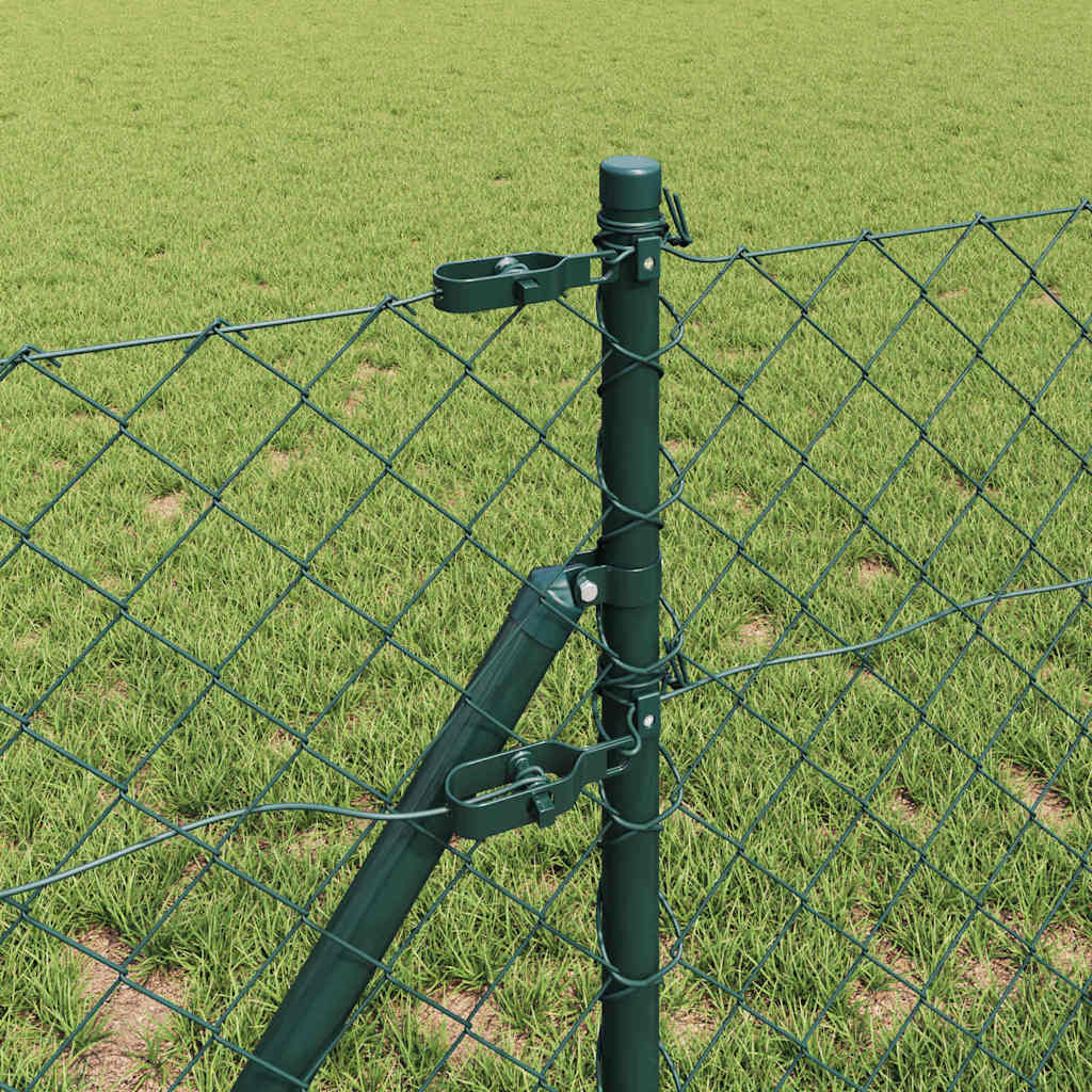 Ķēdes posma žogs ar stabiem Zaļš 0,6 x 25 m Tērauds