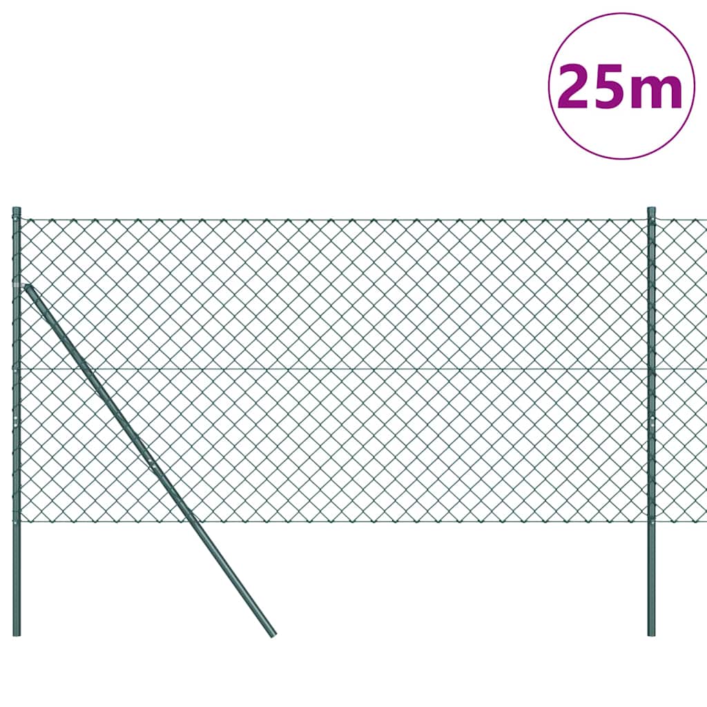 Grandinės ryšio tvora su stulpais Žalia 1.4 x 25 m Plienas