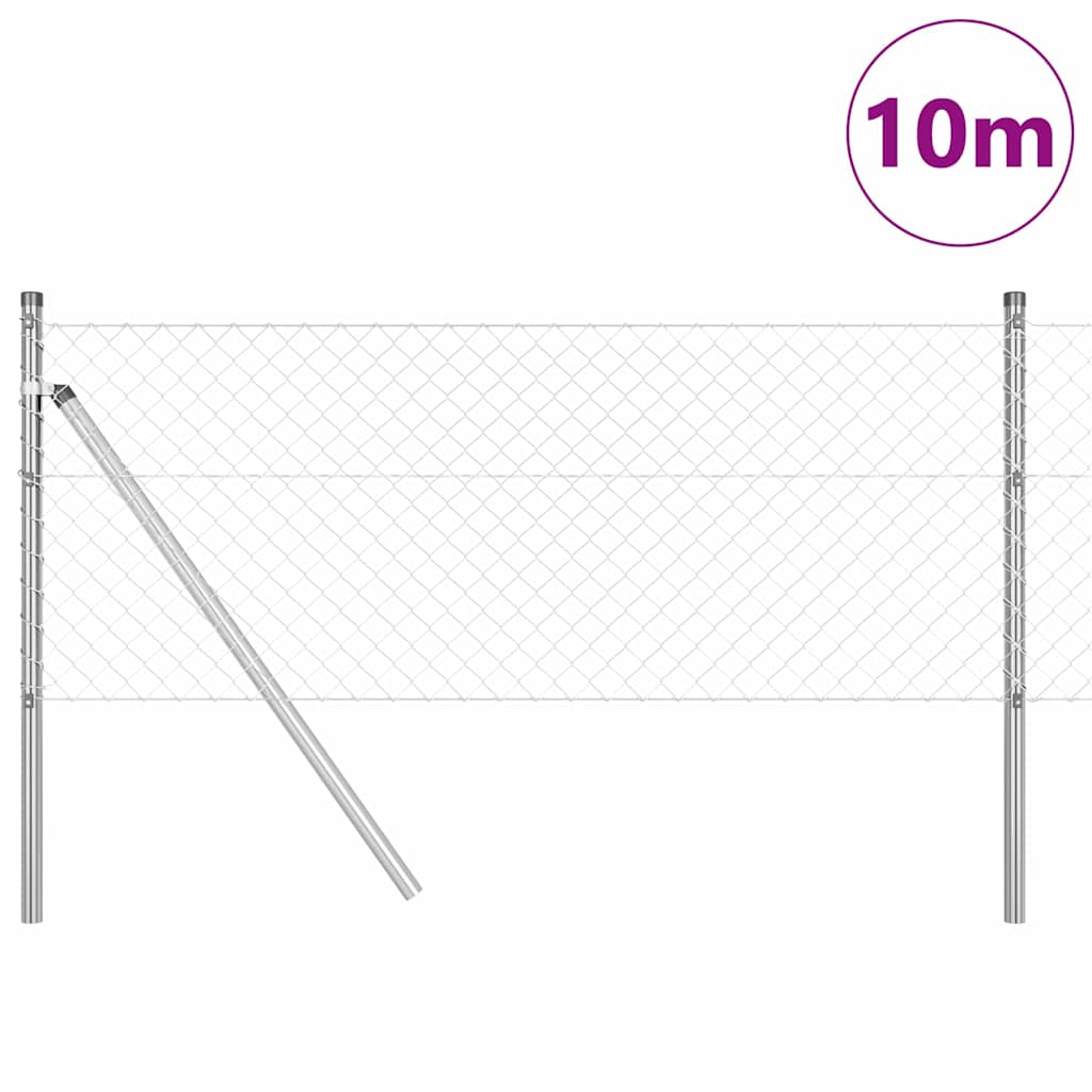 Grandinės ryšio tvora su stulpais Sidabro 0.8 x 10 m Plienas
