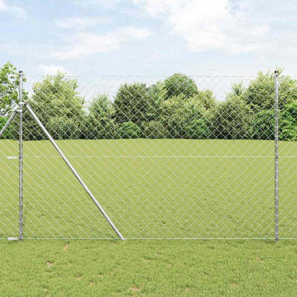 Chain Link Fence with Posts Silver 1.6 x 10 m Steel