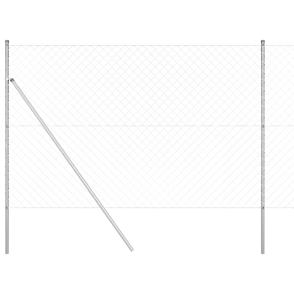 Chain Link Fence with Posts Silver 1.6 x 10 m Steel