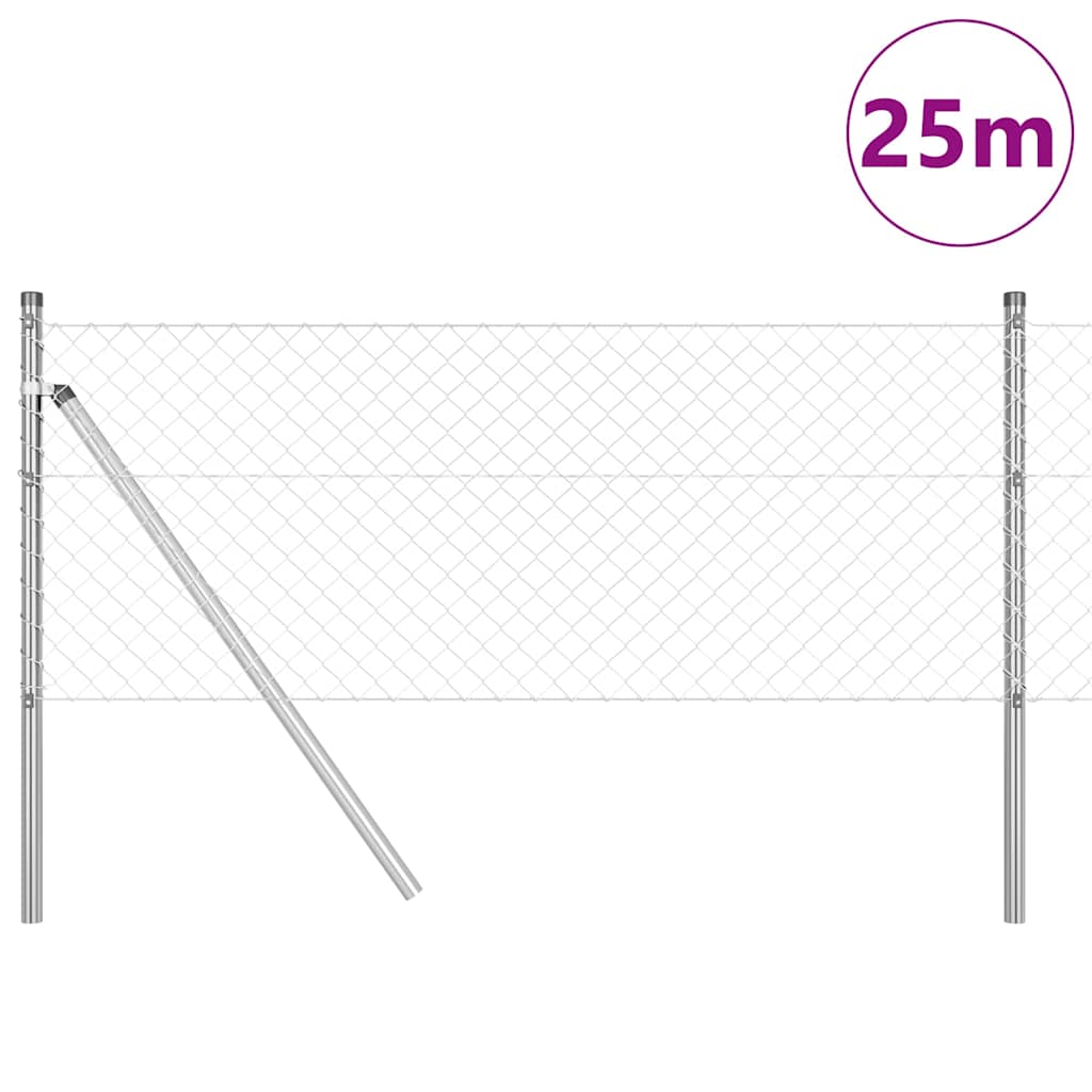 Grandinės ryšio tvora su stulpais Sidabro 0.8 x 25 m Plienas