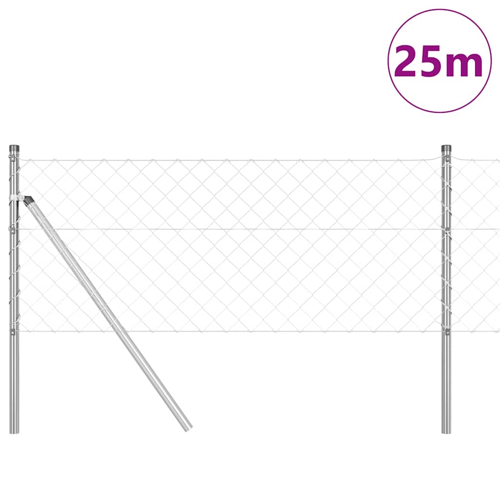 Grandinės ryšio tvora su stulpais Sidabro 0.8 x 25 m Plienas