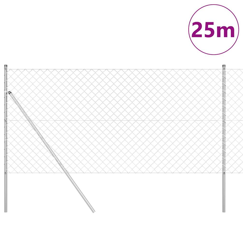 Grandinės ryšio tvora su stulpais Sidabro 1.2 x 25 m Plienas