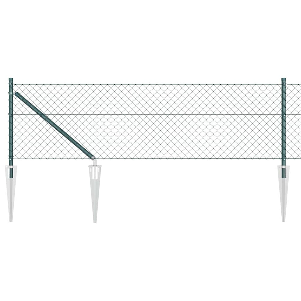 Chain Link Fence with Posts Green 0.4 x 10 m Steel