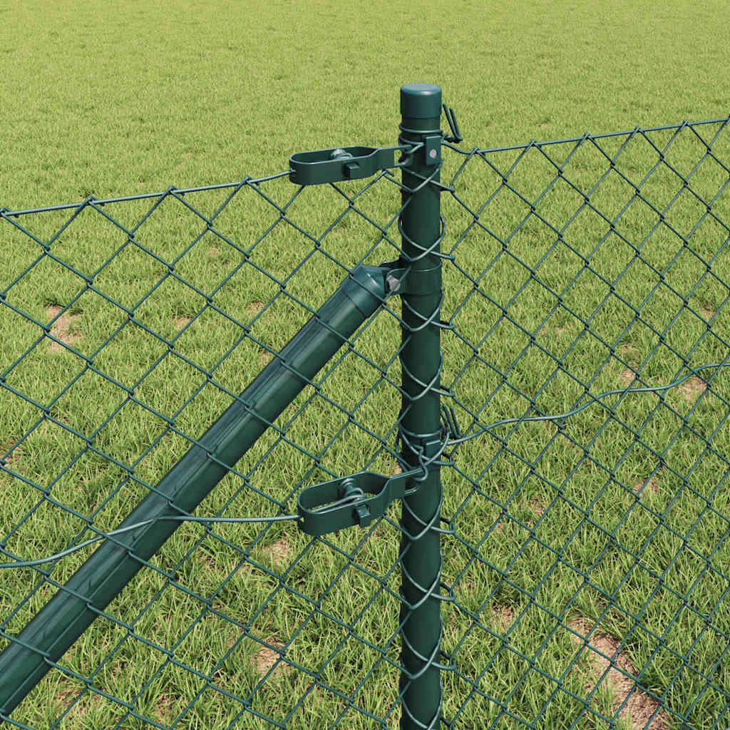 Chain Link Fence with Posts Green 0.6 x 10 m Steel