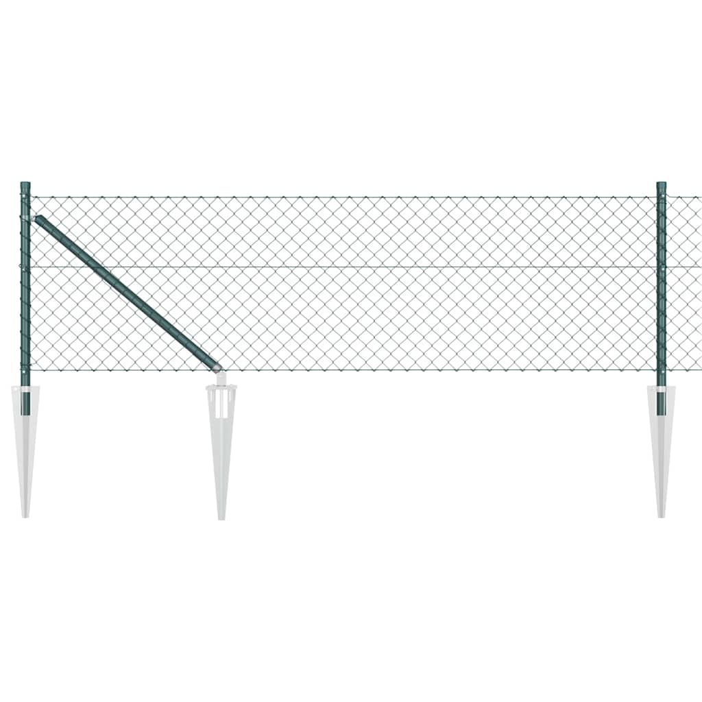 Chain Link Fence with Posts Green 0.6 x 10 m Steel