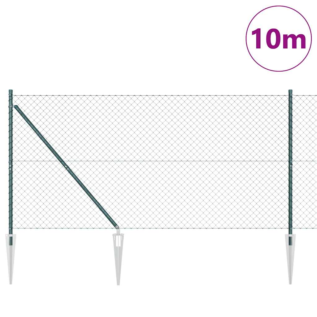 Grandinės ryšio tvora su stulpais Žalia 1.4 x 10 m Plienas