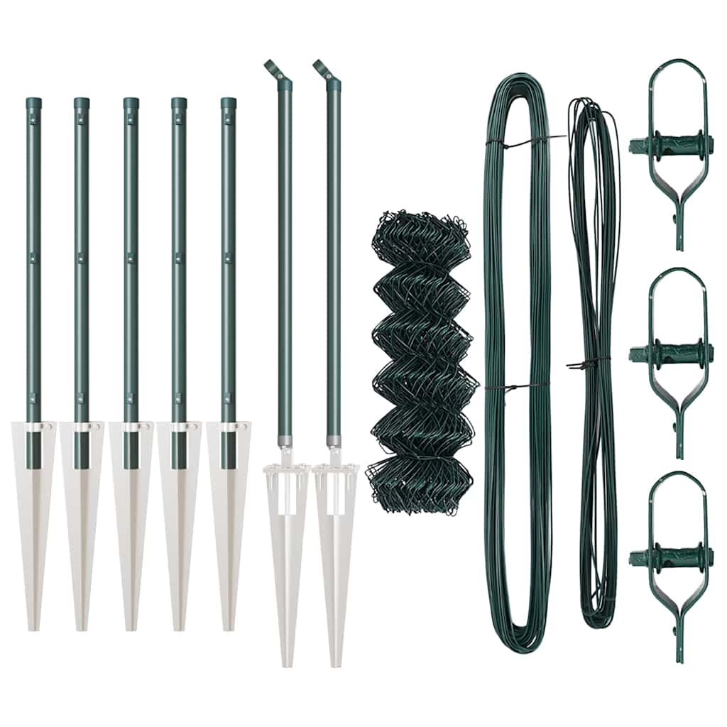 Chain Link Fence with Posts Green 0.4 x 10 m Steel