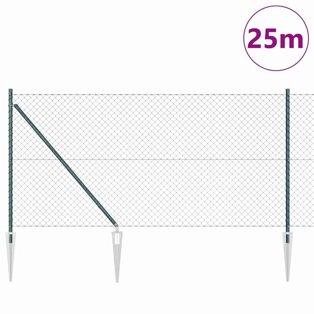 Grandinės ryšio tvora su stulpais Žalia 1 x 25 m Plienas