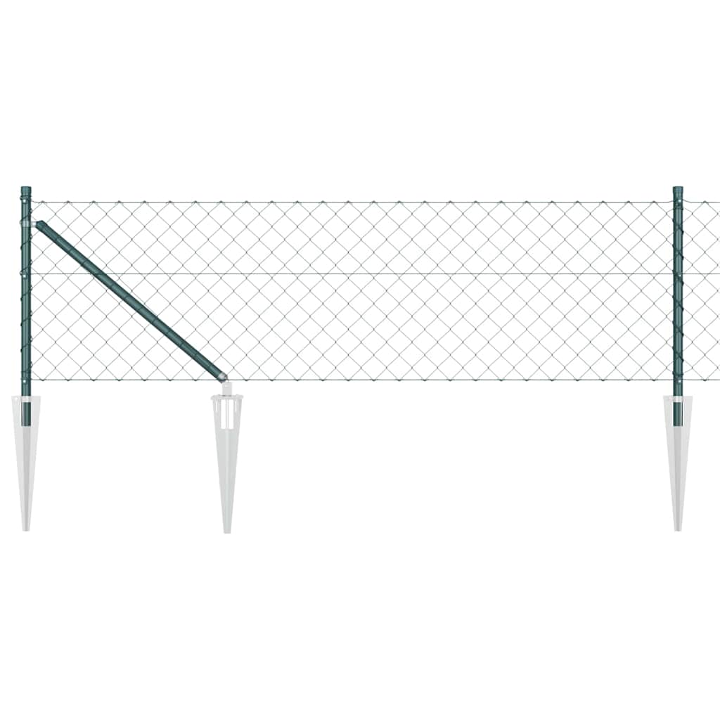 Chain link fence with posts Green 0.6 x 25 m Steel