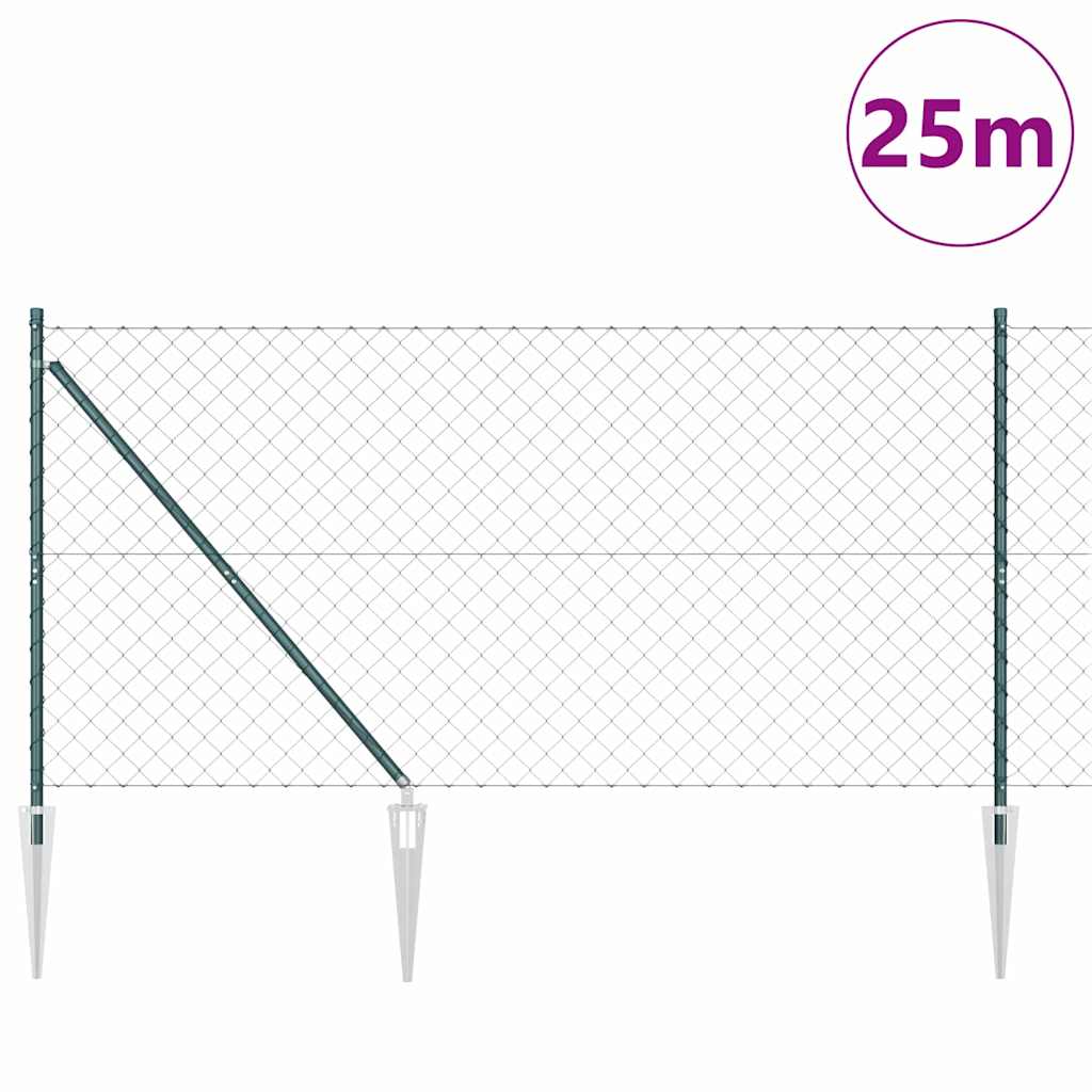 Grandinės ryšio tvora su stulpais Žalia 1.2 x 25 m Plienas