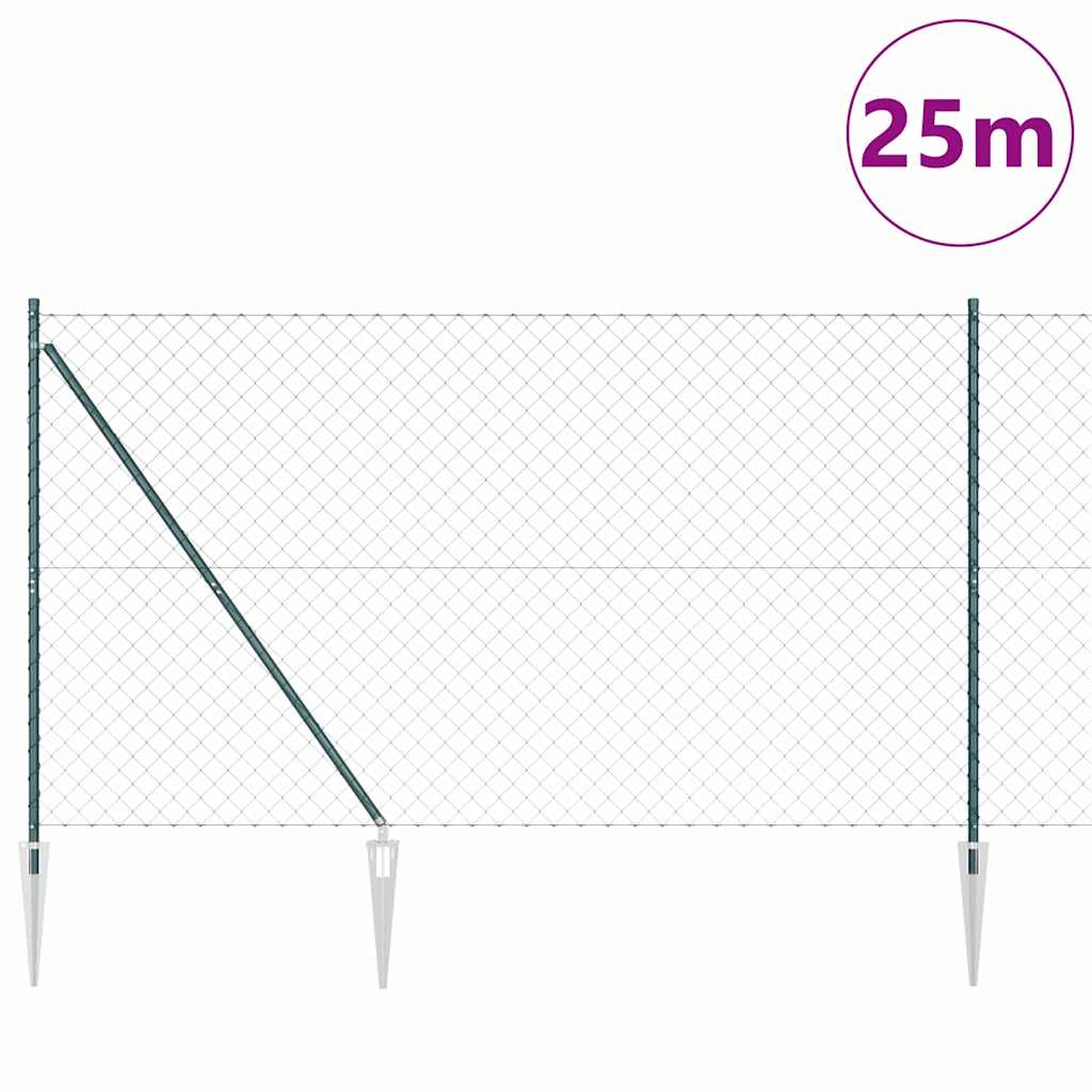 Grandinės ryšio tvora su stulpais Žalia 1.5 x 25 m Plienas