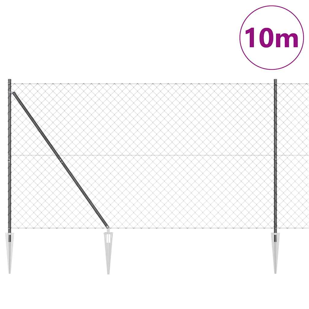Ķēdes pinuma žogs ar stabiem, pelēks 1.6 x 10 m, tērauds
