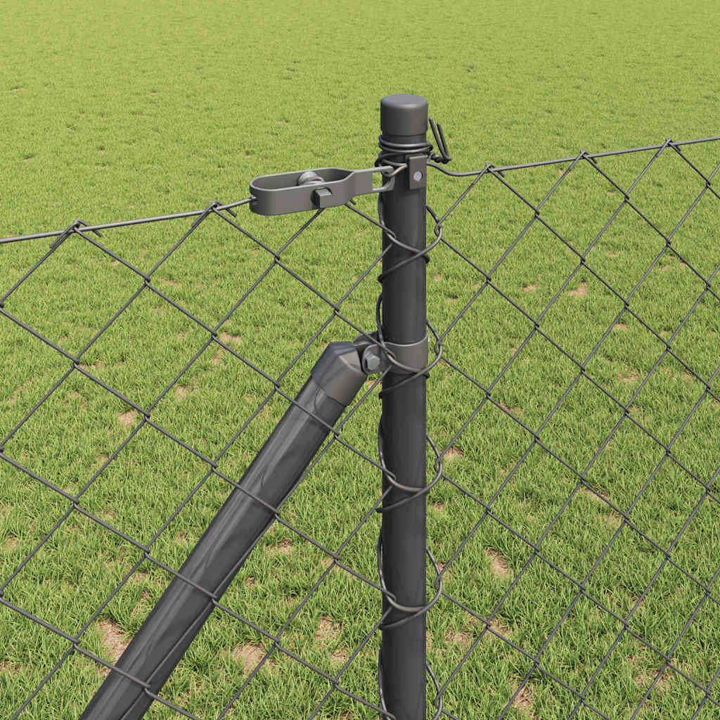 Chain link fence with posts Grey 1.4 x 25 m Steel