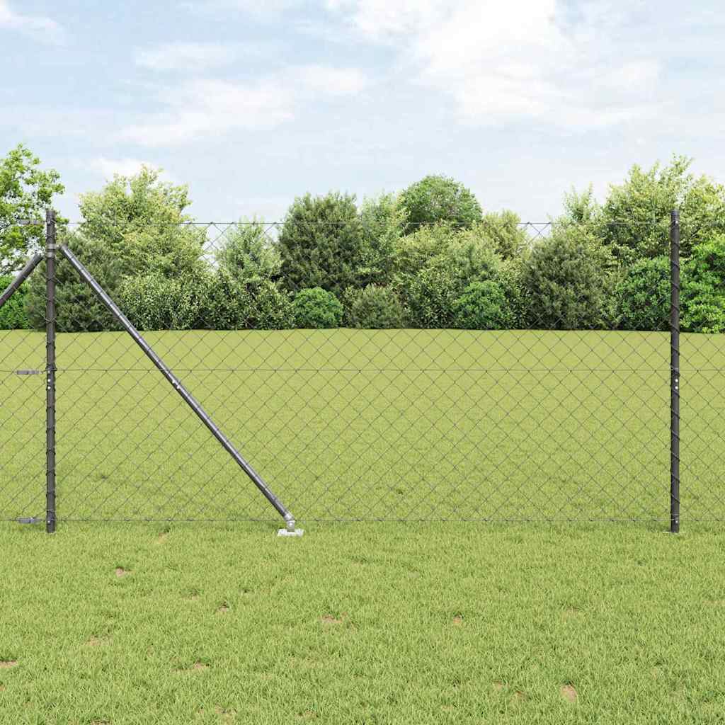 Chain link fence with posts Grey 1.4 x 25 m Steel