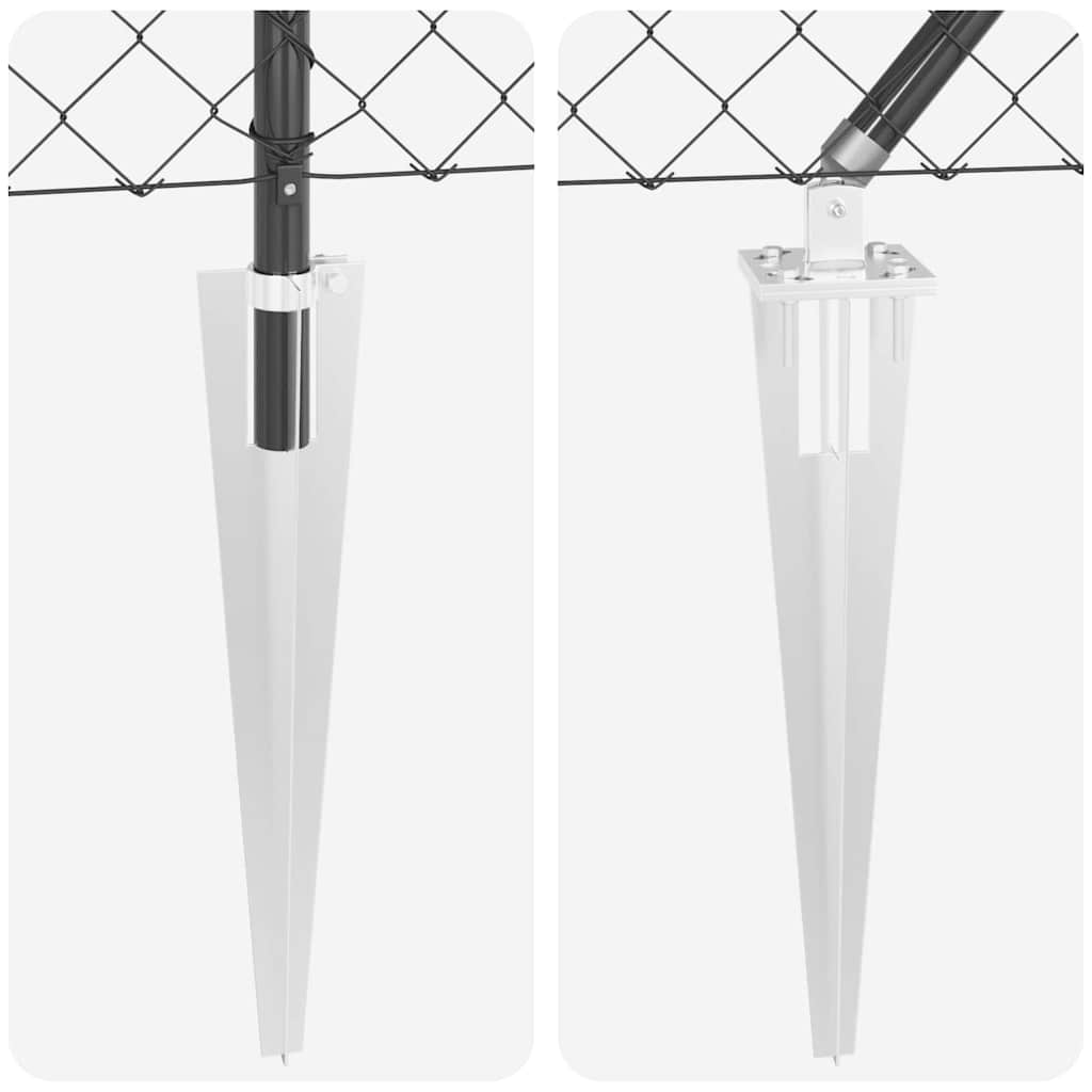 Chain link fence with posts Grey 1.5 x 25 m Steel