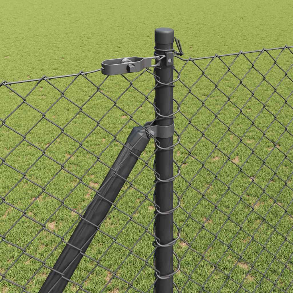 Chain link fence with posts Grey 1.5 x 25 m Steel