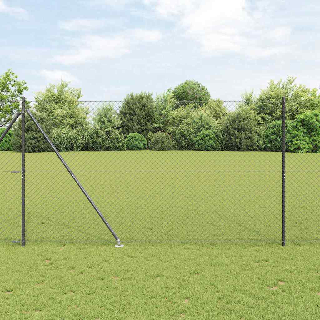 Chain link fence with posts Grey 1.5 x 25 m Steel