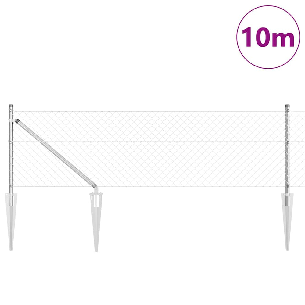 Chain Link Fence with Posts Silver 0.4 x 10 m Steel