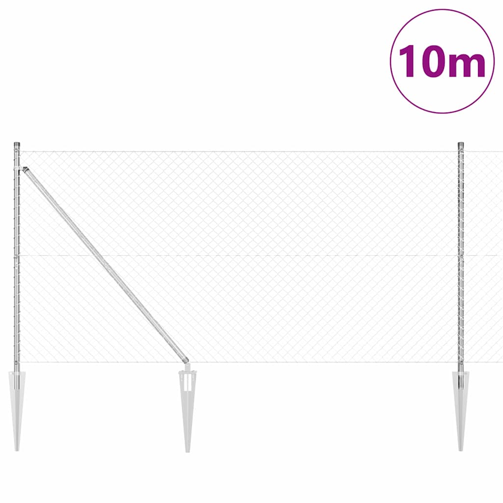 Grandinės ryšio tvora su stulpais Sidabro 1.4 x 10 m Plienas