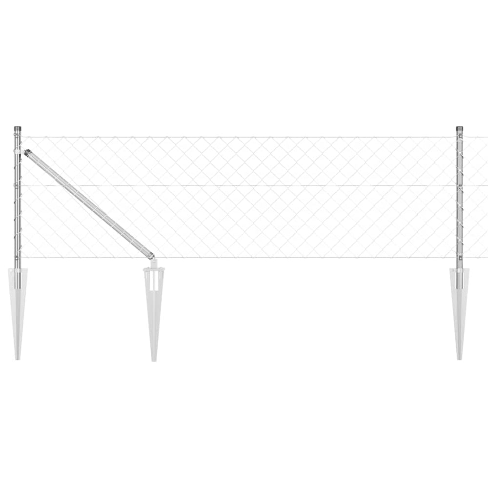 Chain link fence with posts Silver 0.6 x 10 m Steel