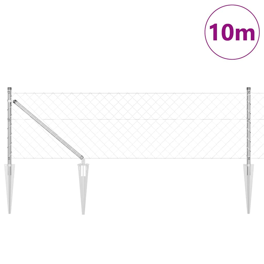 Grandinės ryšio tvora su stulpais Sidabro 0.8 x 10 m Plienas