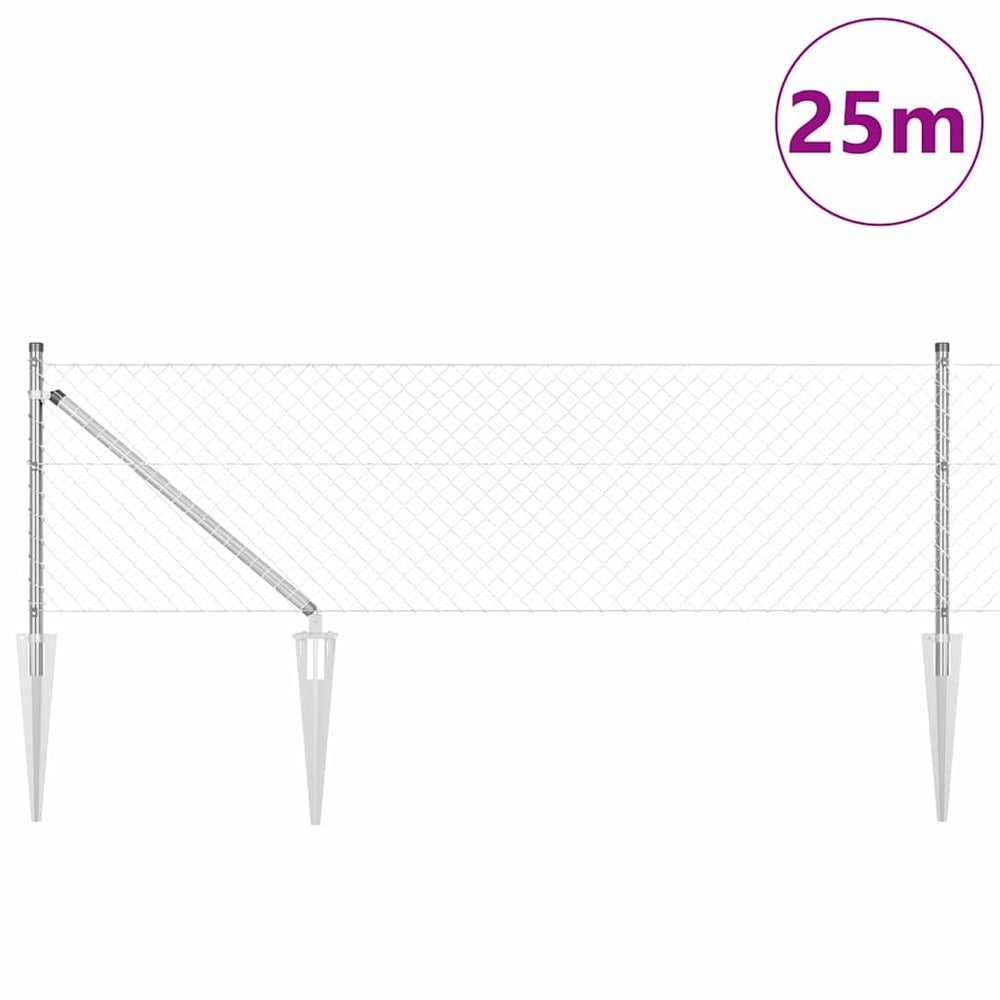 Grandinės ryšio tvora su stulpais Sidabro 0.4 x 25 m Plienas