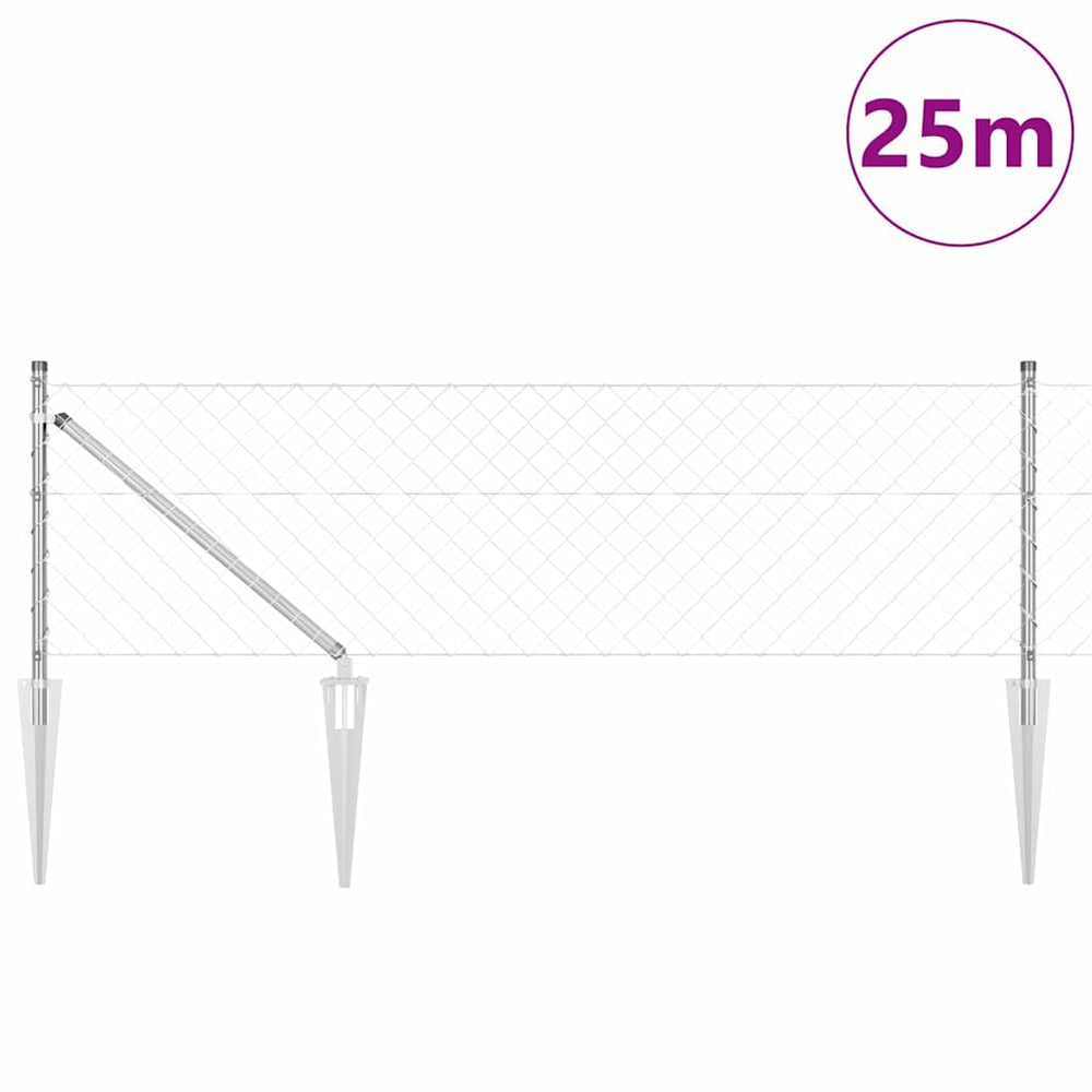 Grandinės ryšio tvora su stulpais Sidabro 0.4 x 25 m Plienas