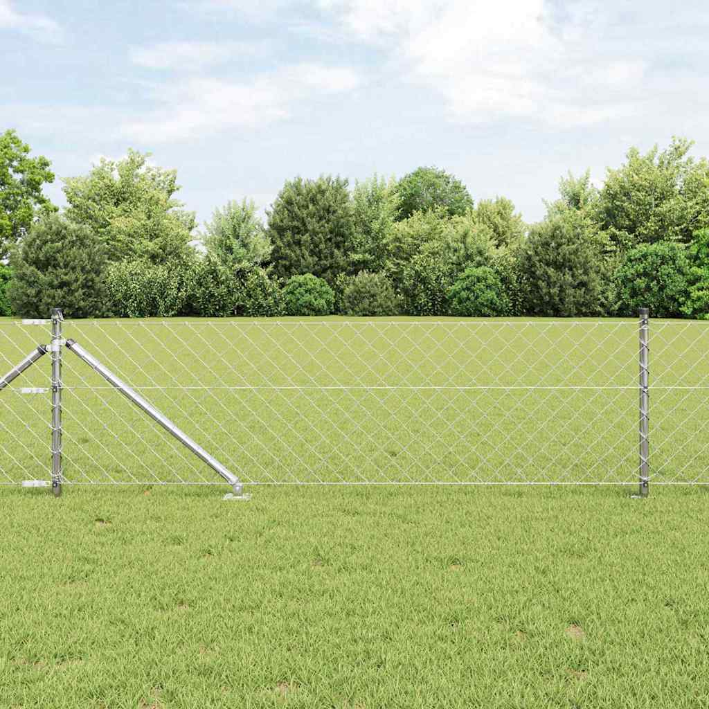 Grandinės ryšio tvora su stulpais Sidabro 0.8 x 25 m Plienas