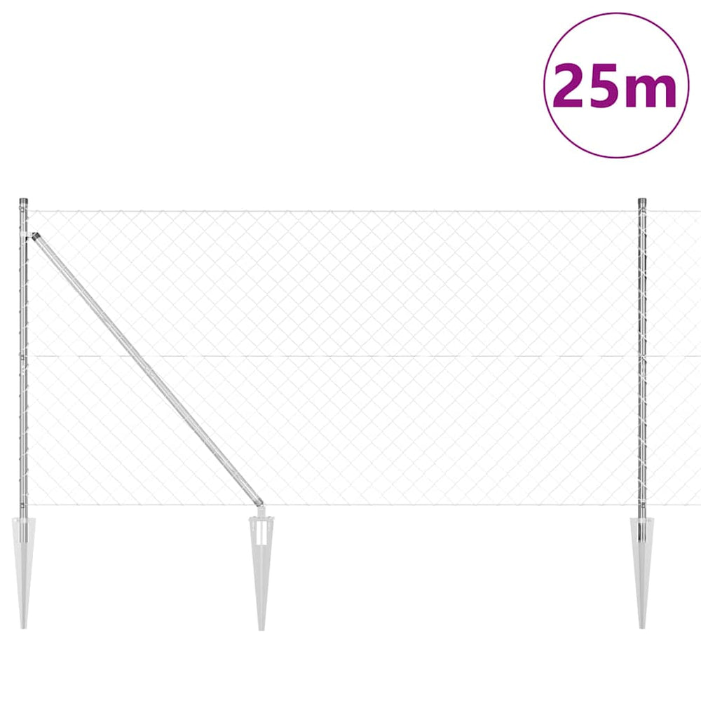 Grandinės ryšio tvora su stulpais Sidabro 1.2 x 25 m Plienas