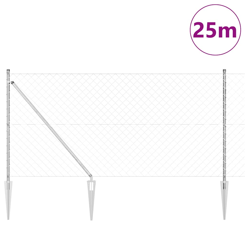 Grandinės ryšio tvora su stulpais Sidabro 1.2 x 25 m Plienas