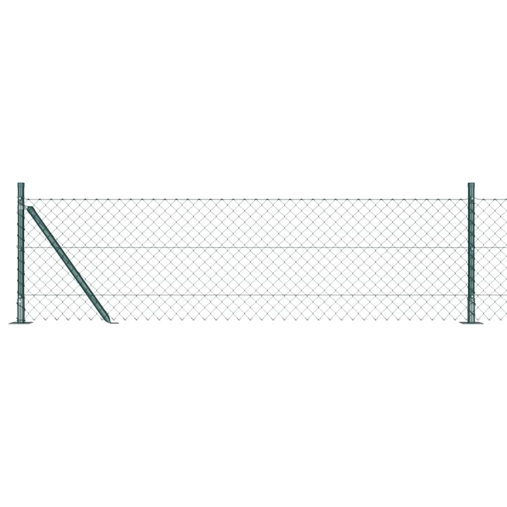 Chain Link Fence with Posts Green 0.6 x 10 m Steel