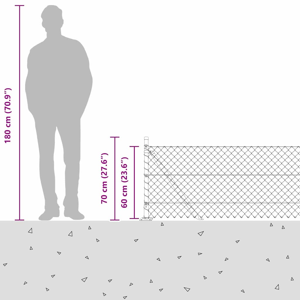 Grandinės ryšio tvora su stulpais Žalia 0.6 x 10 m Plienas