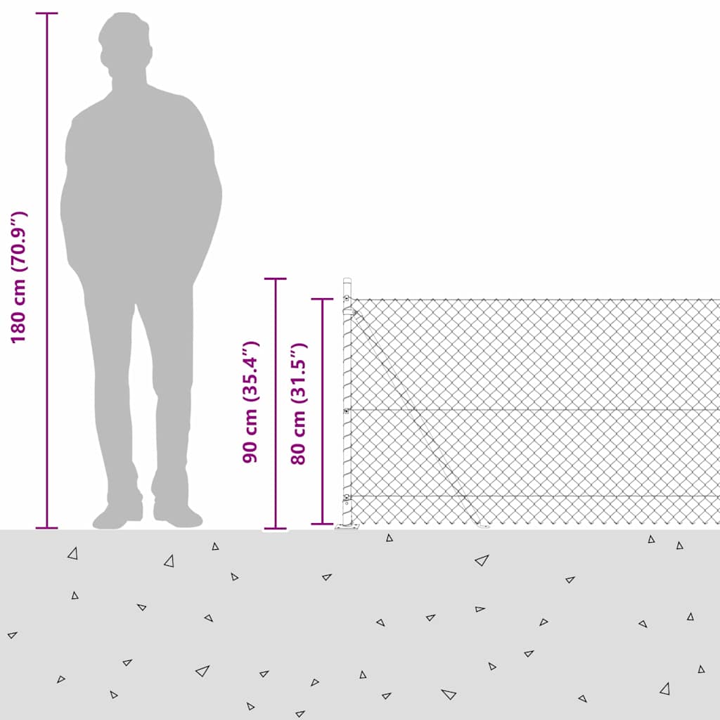 Grandinės ryšio tvora su stulpais Žalia 0.8 x 10 m Plienas