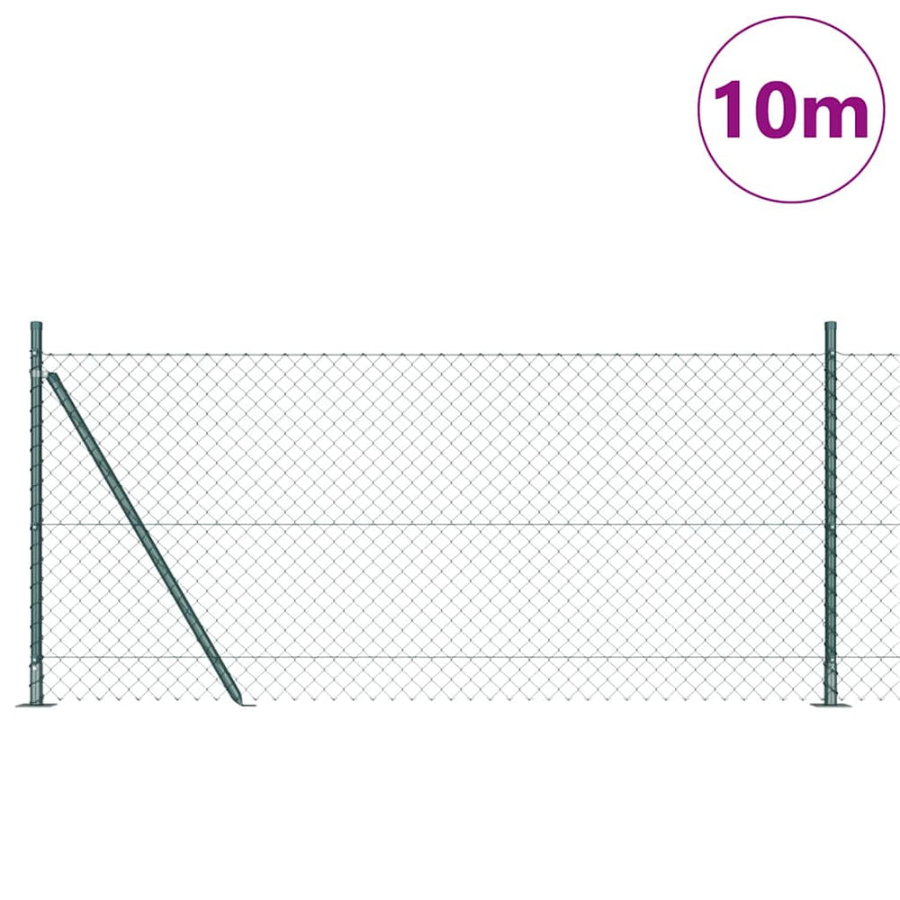 Ķēdes posmu žogs ar stabiem Zaļš 0.8 x 10 m Tērauds