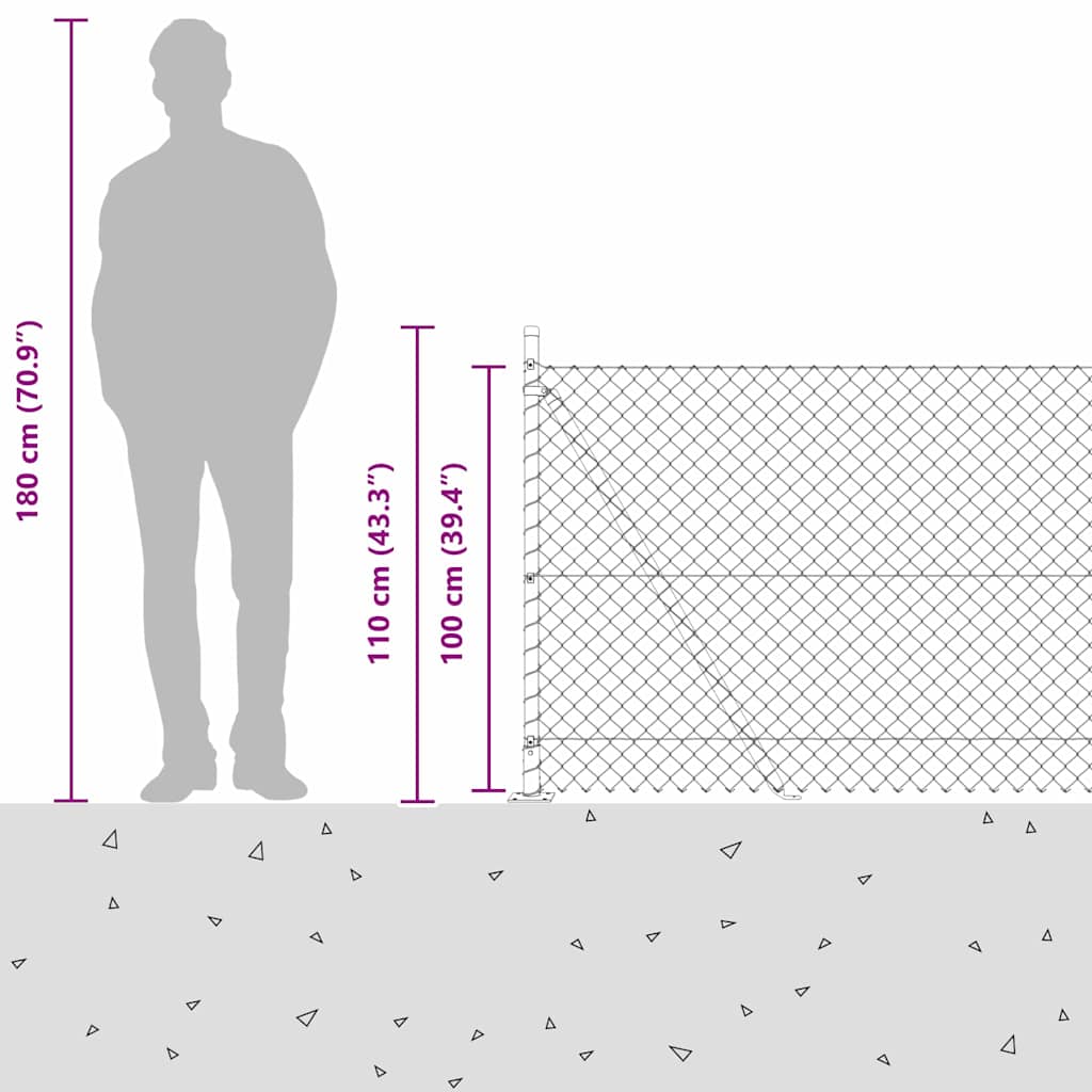 Grandinės ryšio tvora su stulpais Žalia 1 x 10 m Plienas