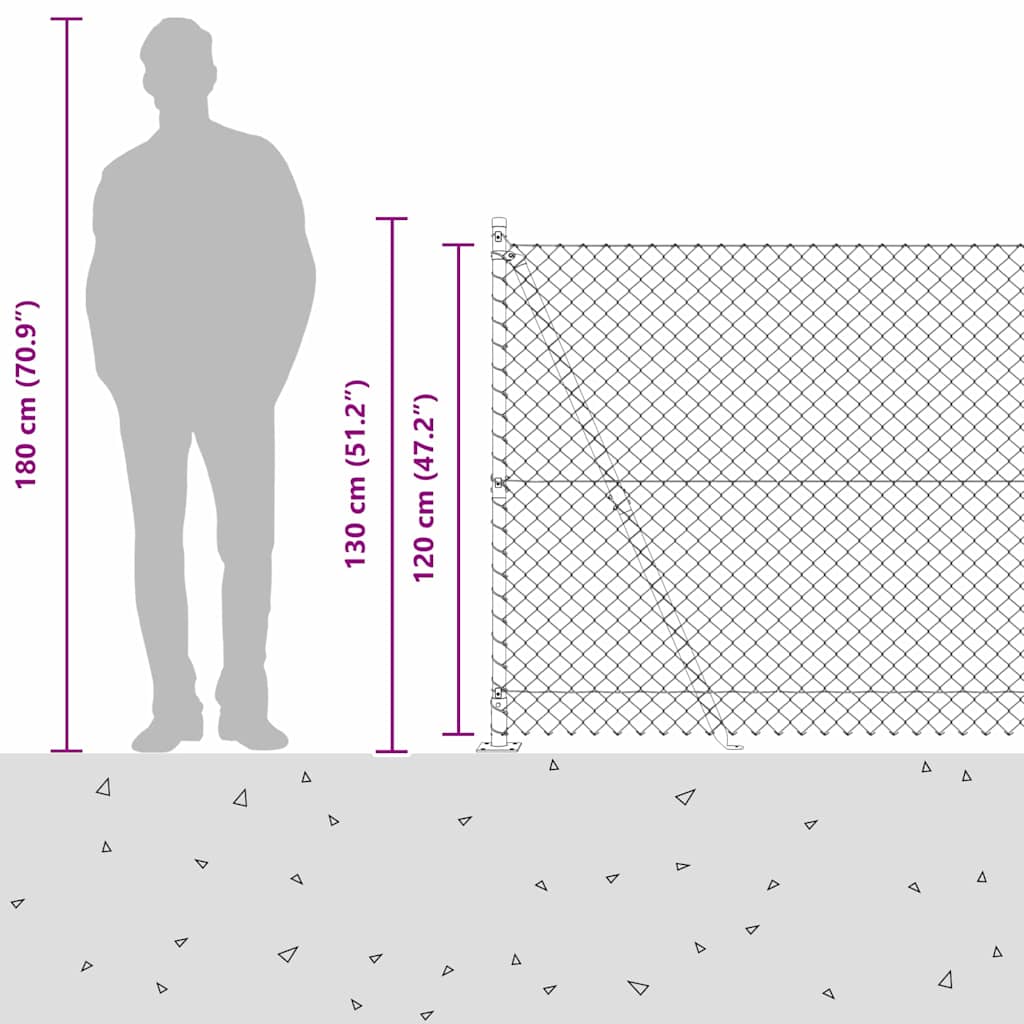Grandinės ryšio tvora su stulpais Žalia 1.2 x 10 m Plienas