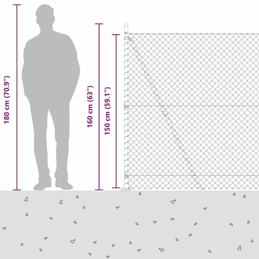 Grandinės ryšio tvora su stulpais Žalia 1.5 x 10 m Plienas
