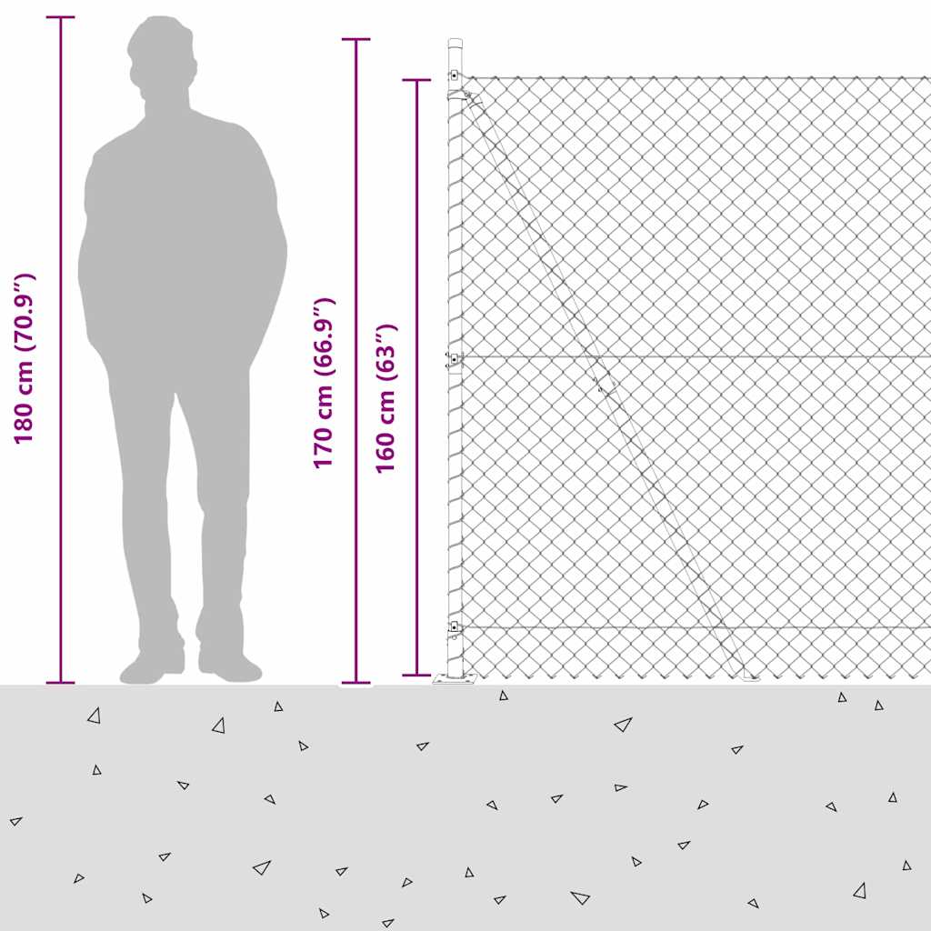 Grandinės ryšio tvora su stulpais Žalia 1.6 x 10 m Plienas