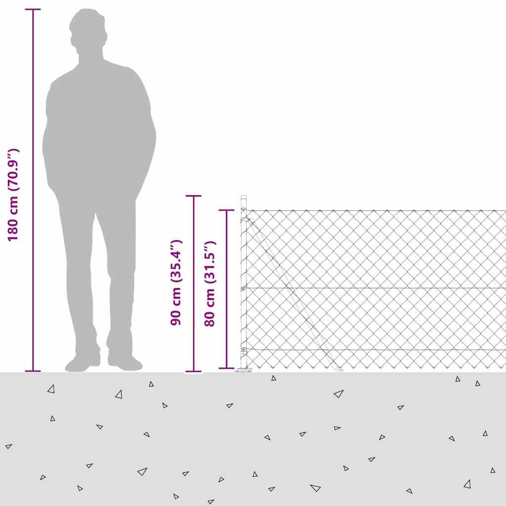 Grandinės ryšio tvora su stulpais Žalia 0.8 x 10 m Plienas